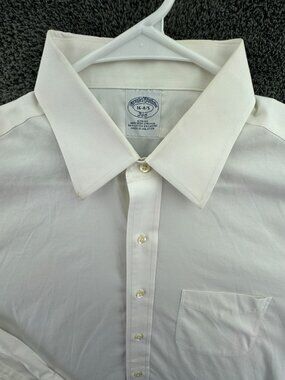 Brooks Brothers Button Up Shirt Long Sleeve White 16 34/35 Slim Fit Stretch Men